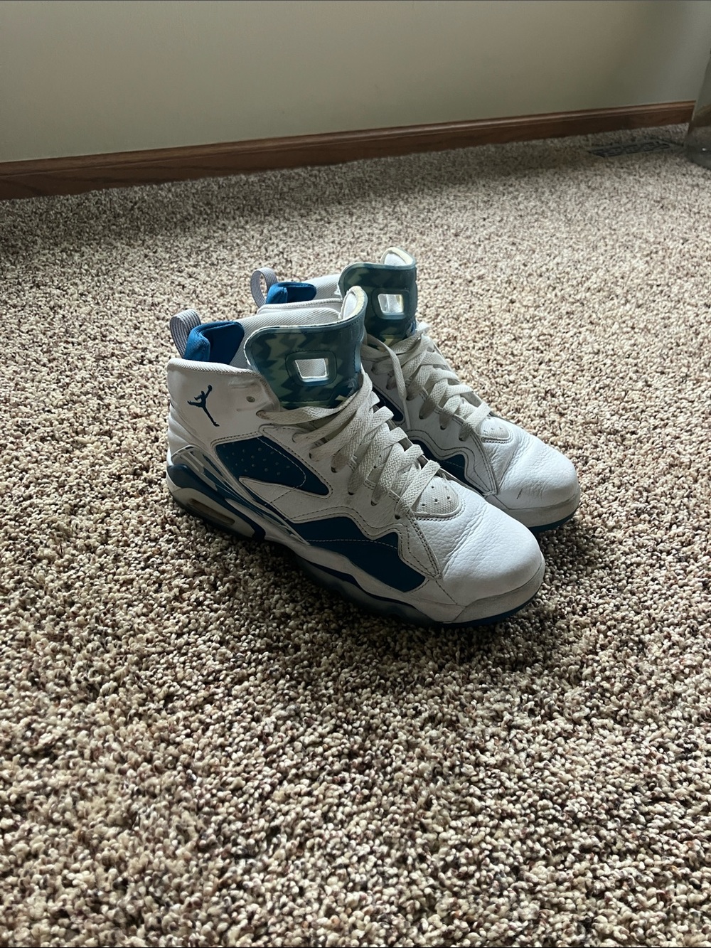 Jordan White and Blue High-Top Sneakers